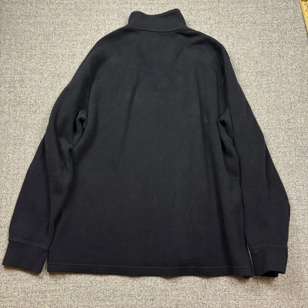 Polo Ralph Lauren Mens Quarter Zip Pullover Black Cotton Sweater Large Pony Logo